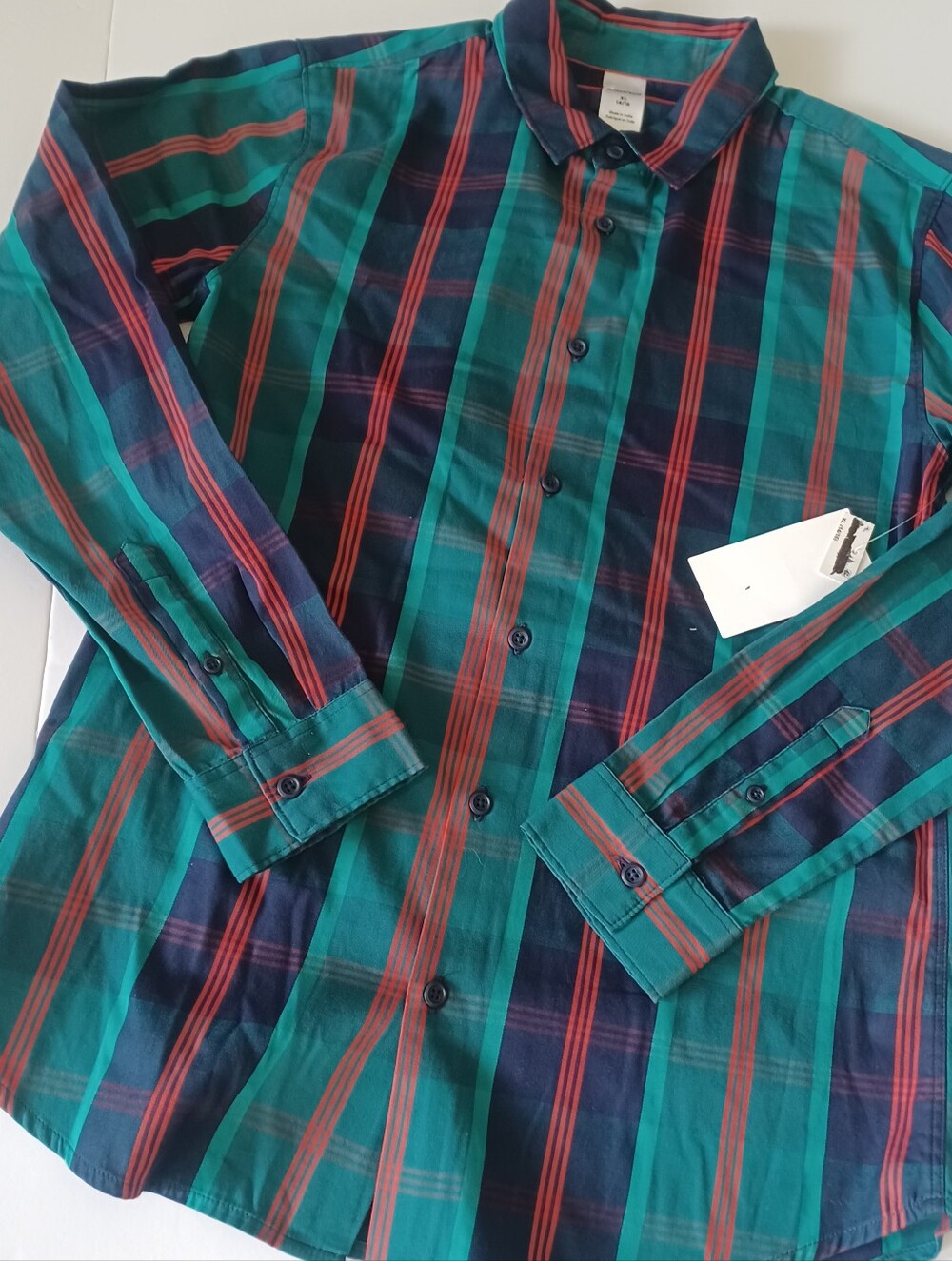 Nordstrom Holiday Plaid Button Down Shirt Sz 14/16